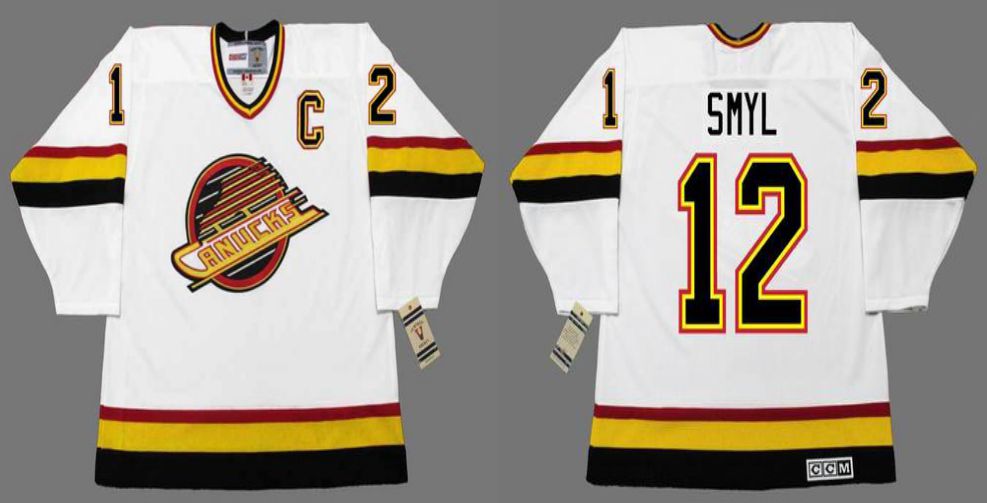 2019 Men Vancouver Canucks 12 Smyl White CCM NHL jerseys